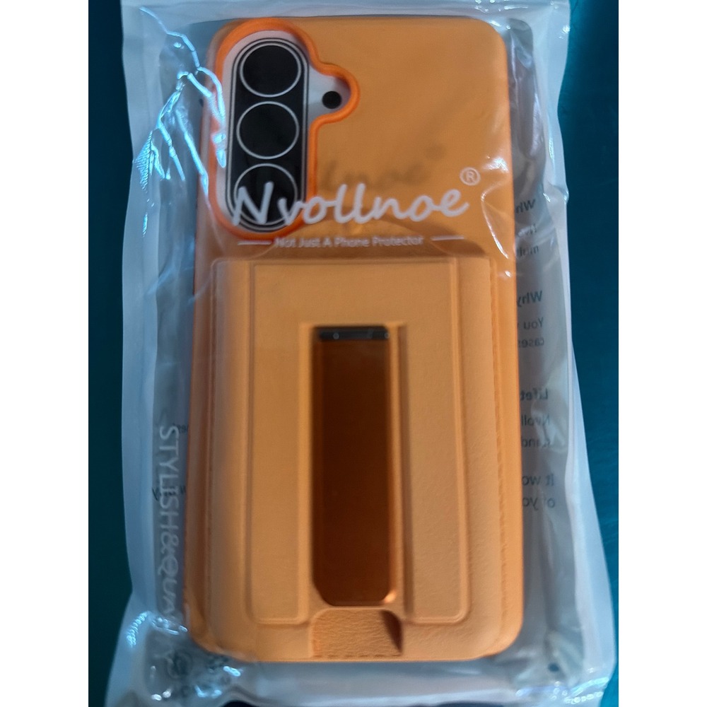 Nvollnoe Samsung Galaxy S23 Case Orange Wallet Card Holder Kickstand ZDKT